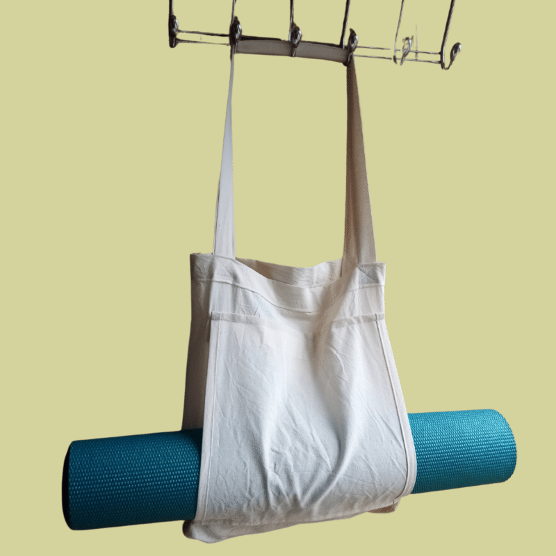 Bolso de lienzo, porta mat de yoga con bolsillo
