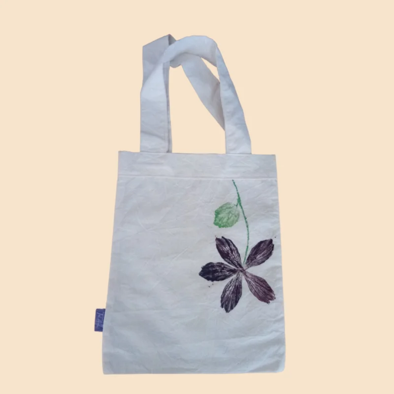Tote bag de lienzo estampada - Flor morada