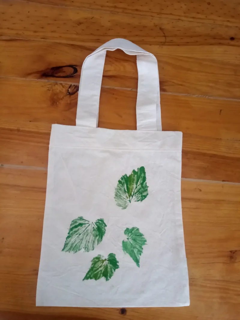Tote bag de lienzo estampada - hojas