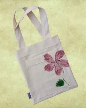 Bolsa de algodón grande con bolsillo - Estampado artesanal