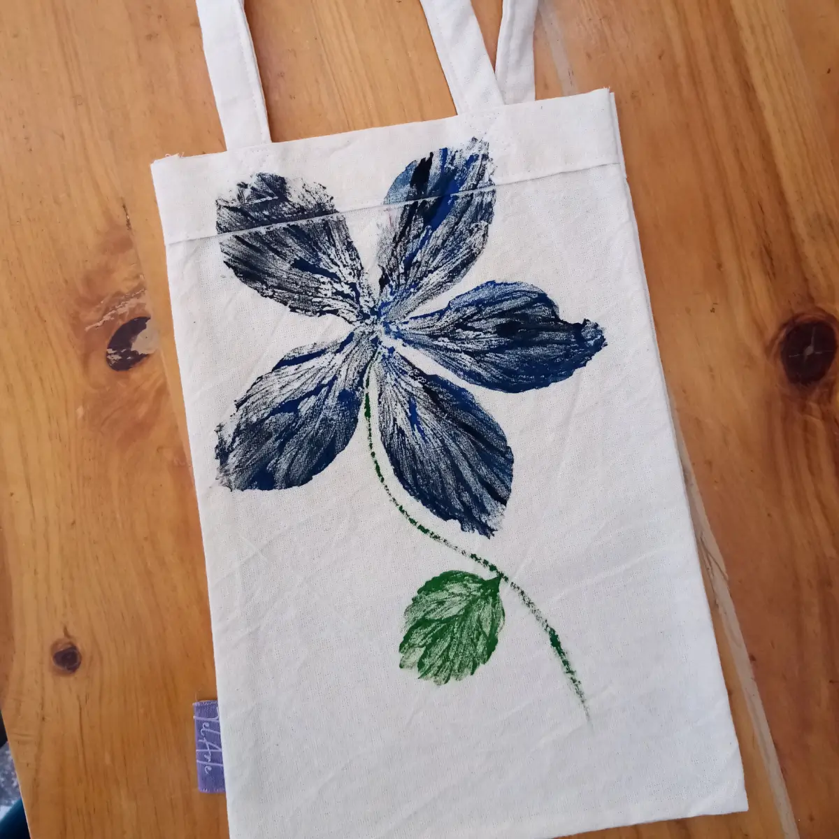 Bolsa de algodón mediana - De estampado artesanal - Imagen 3