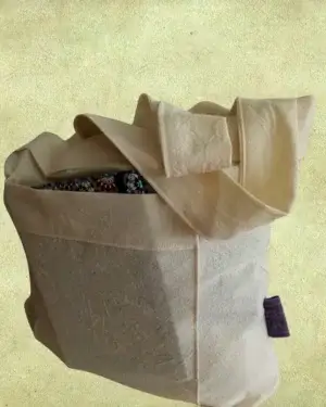 Bolsa de algodón con fuelle- Con bolsillo
