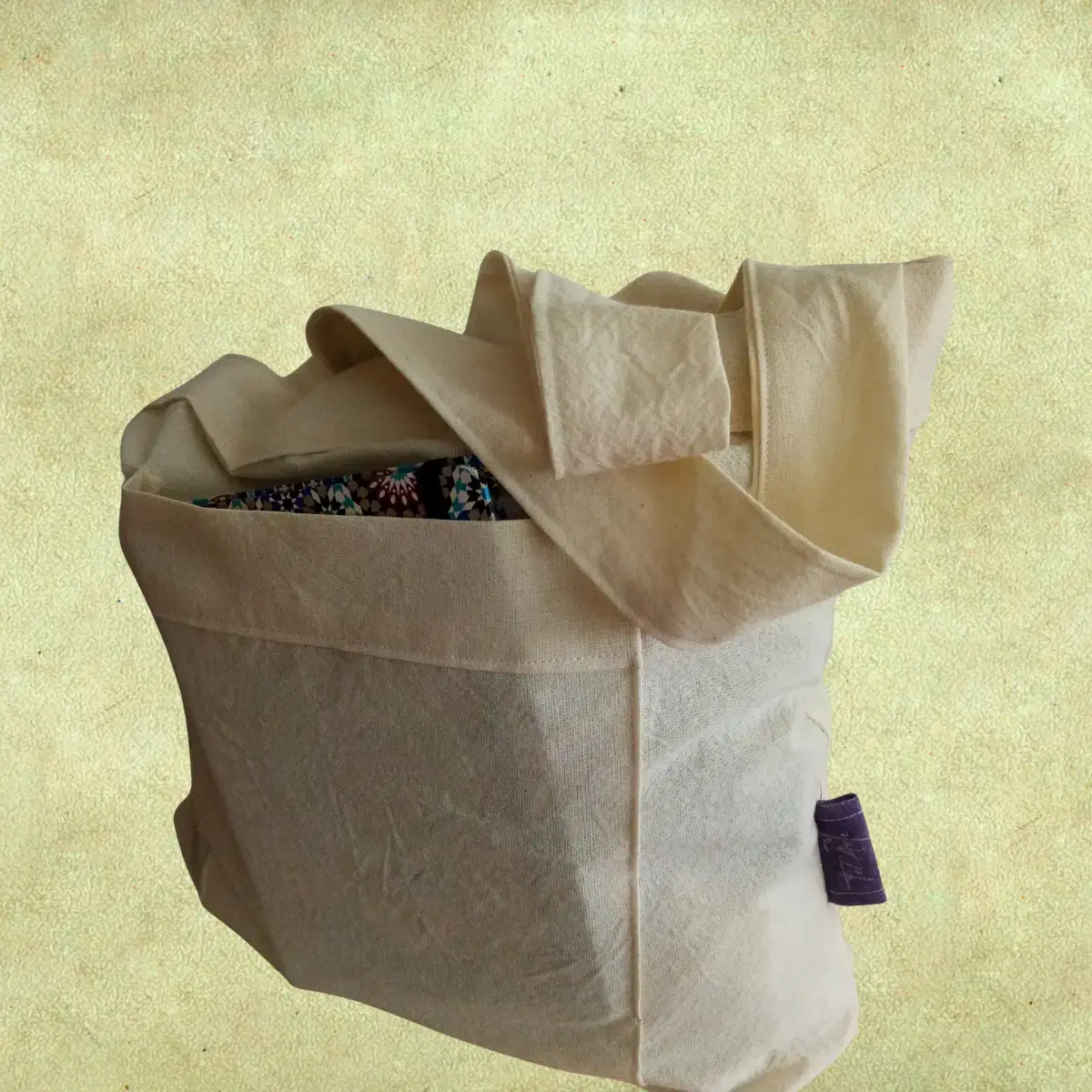 Bolsa de algodón con fuelle- Con bolsillo