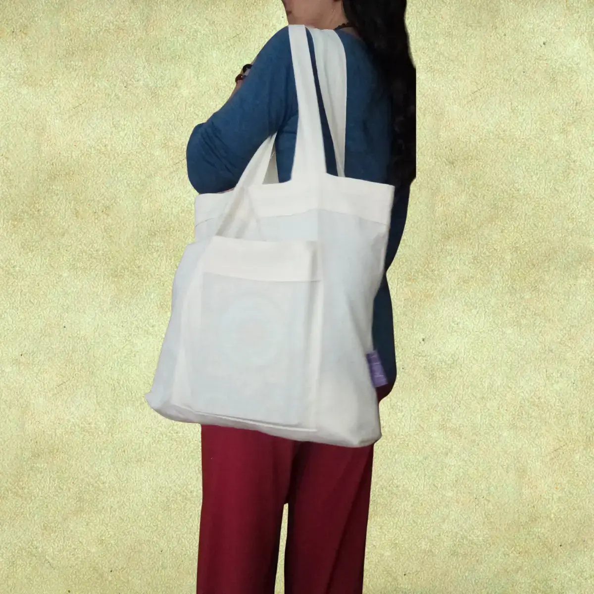 Bolsa de algodón con fuelle- Con bolsillo - Imagen 2
