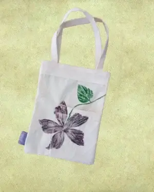 Bolsa mediana con bolsillo - De estampado artesanal