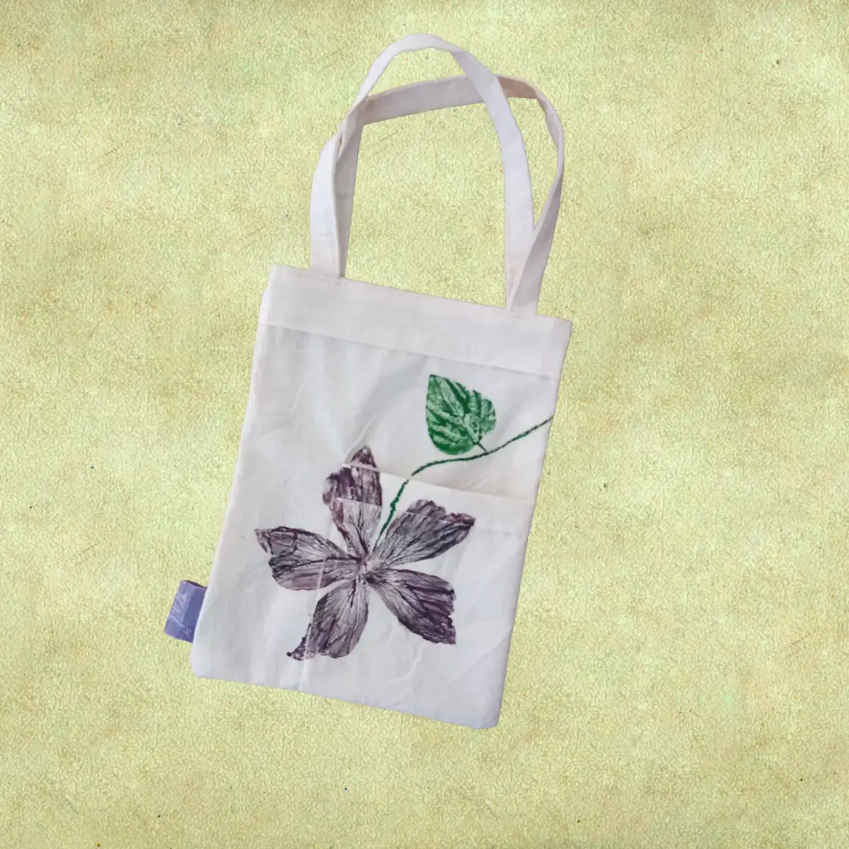 Bolsa mediana con bolsillo - De estampado artesanal