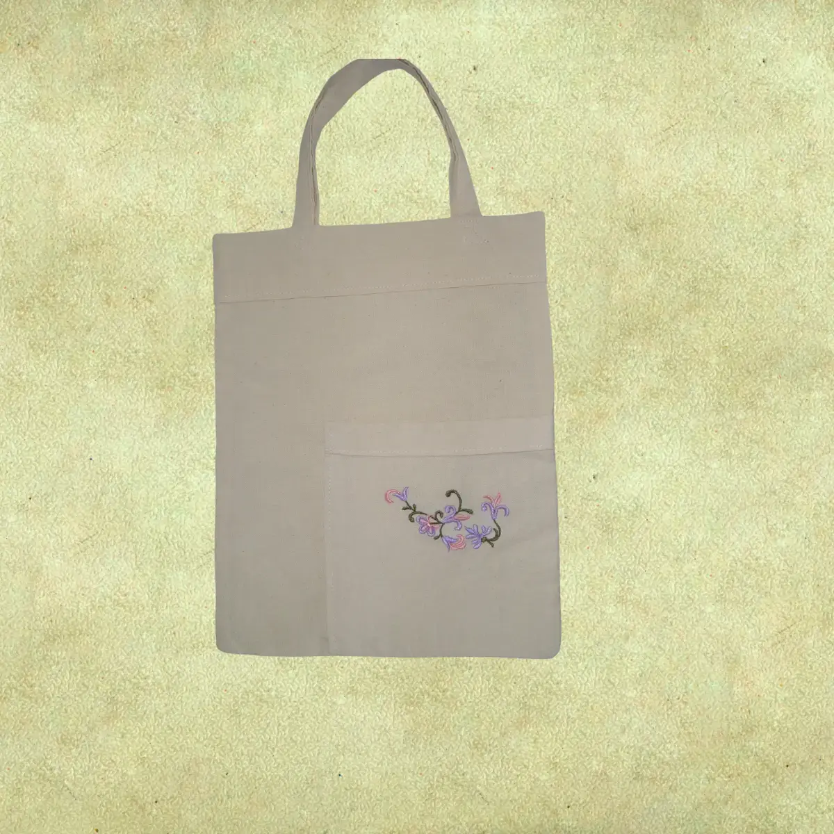 Bolsa con bolsillo - Mediana y bordada